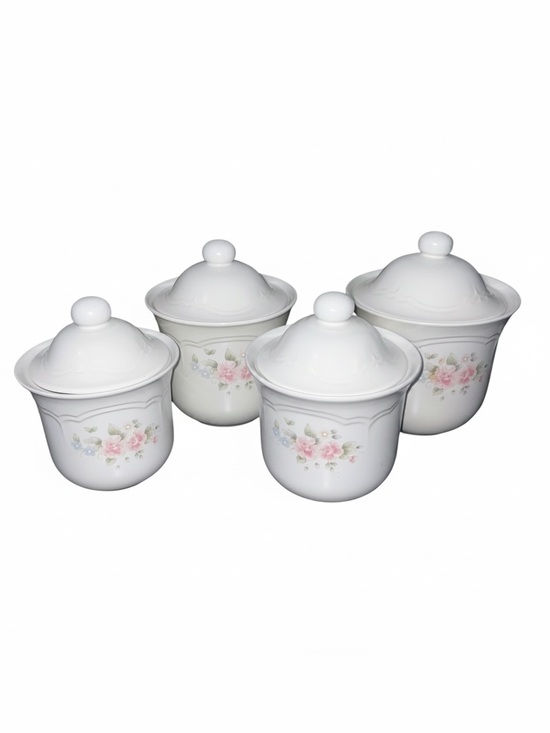 Pfaltzgraff Other - Vintage Pfaltzgraff Tea Rose stoneware Floral canisters with Lids